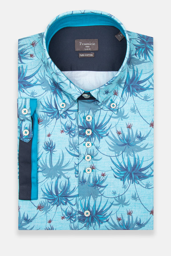 Roma Iconic Herren Hemd Kurzarm Popelin Hellblau Blau