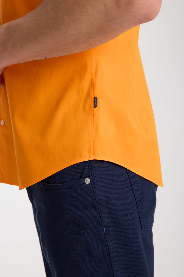 Chemise Homme Manche Courte Roma Iconic Popelin Stretch Orange