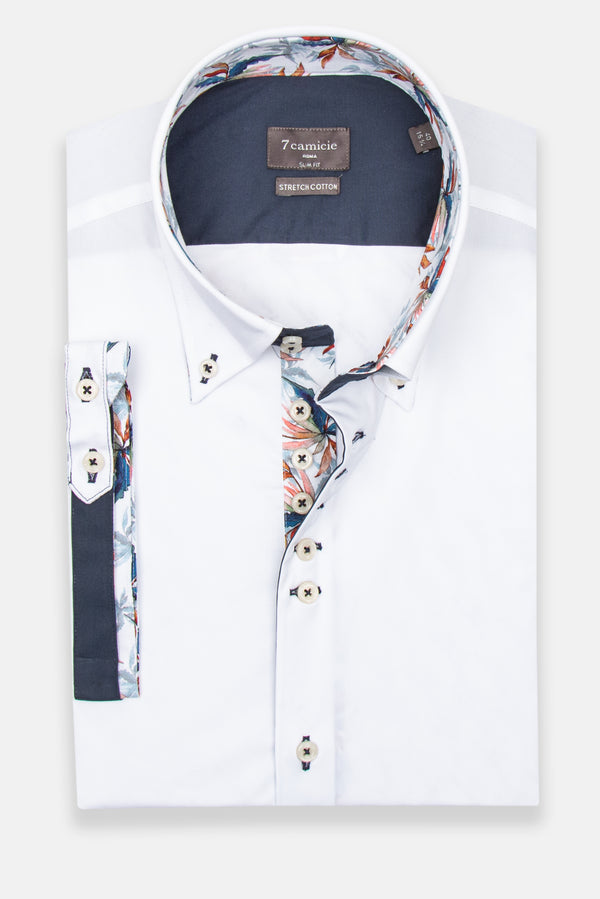 Roma Iconic Herren Hemd Kurzarm Poplin Stretch Weiss