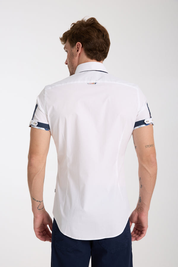 Roma Iconic Herren Hemd Kurzarm Poplin Stretch Weiss