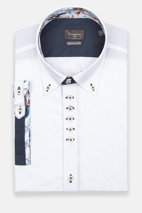 Roma Iconic Herren Hemd Kurzarm Poplin Stretch Weiss