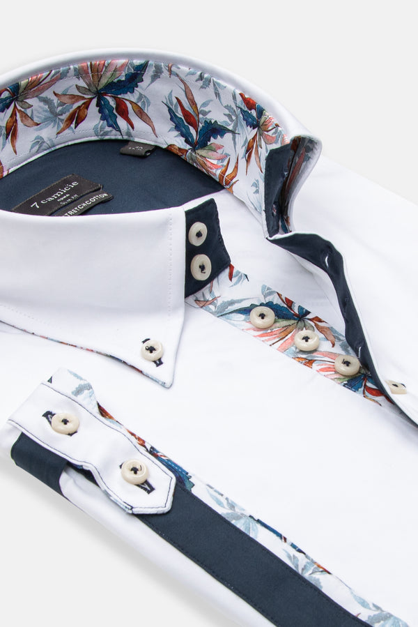 Roma Iconic Herren Hemd Kurzarm Poplin Stretch Weiss