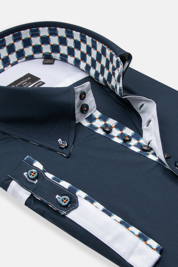 Chemise Homme Manche Courte Roma Iconic Popelin Stretch Bleu