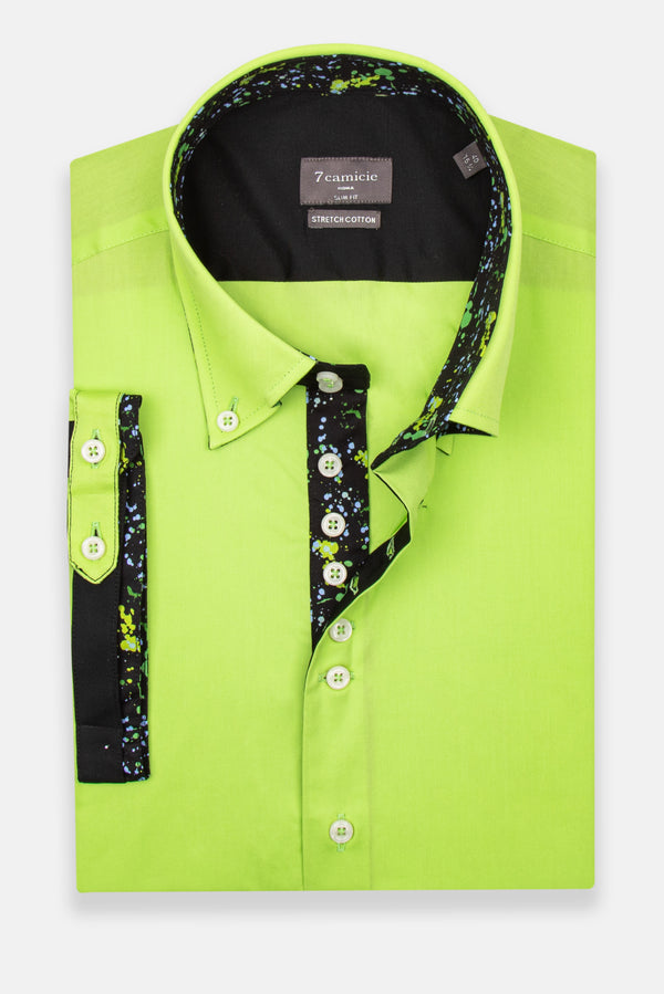 Camisa Hombre Manga corta Roma Iconic Popelin Stretch Verde