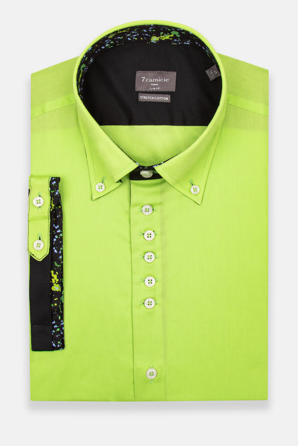 Camisa Hombre Manga corta Roma Iconic Popelin Stretch Verde