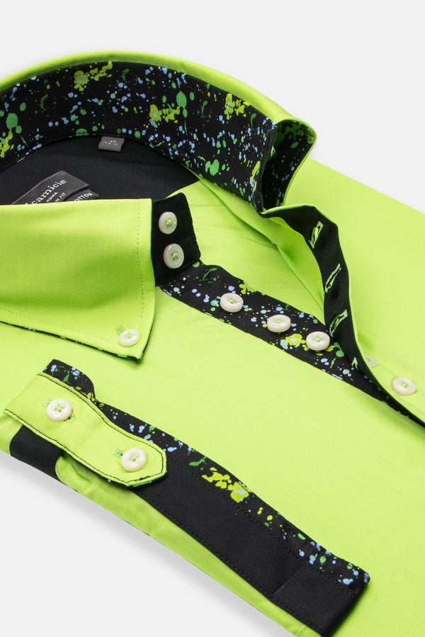Camisa Hombre Manga corta Roma Iconic Popelin Stretch Verde