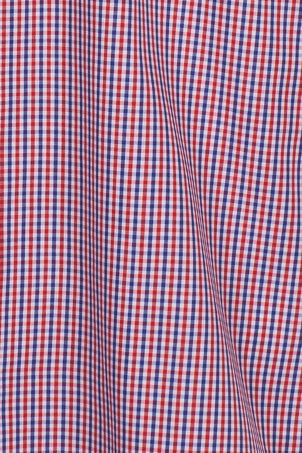 Camicia Uomo Roma Sport Popelin Blu Rosso