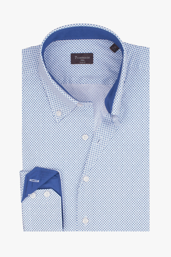 Chemise Homme Roma Sport Popelin Blanc Bleu