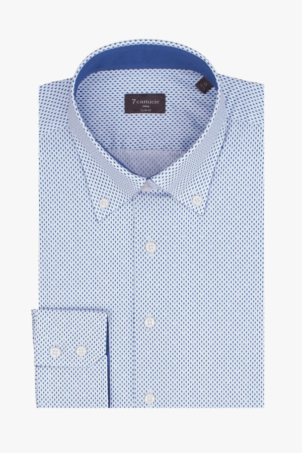 Chemise Homme Roma Sport Popelin Blanc Bleu