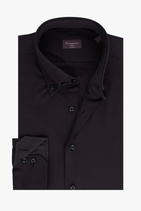 Camicia Uomo Roma Sport Popelin Stretch Nero