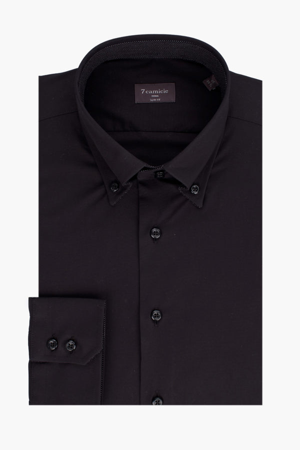 Camicia Uomo Roma Sport Popelin Stretch Nero