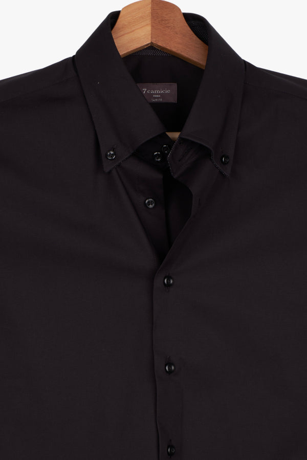 Camicia Uomo Roma Sport Popelin Stretch Nero