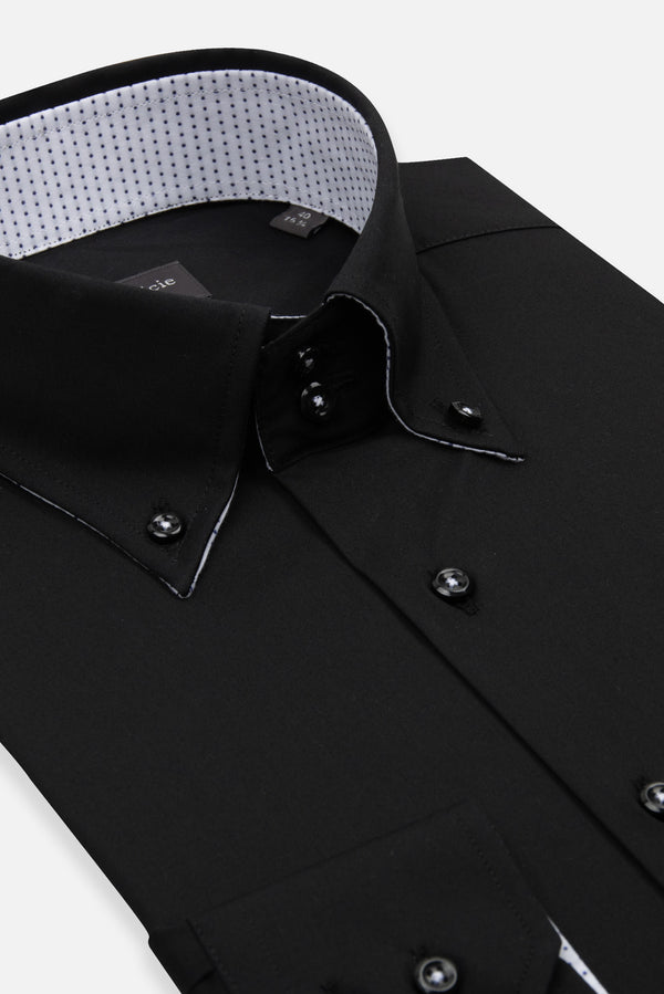 Roma Sport Poplin Stretch Man Shirt Black