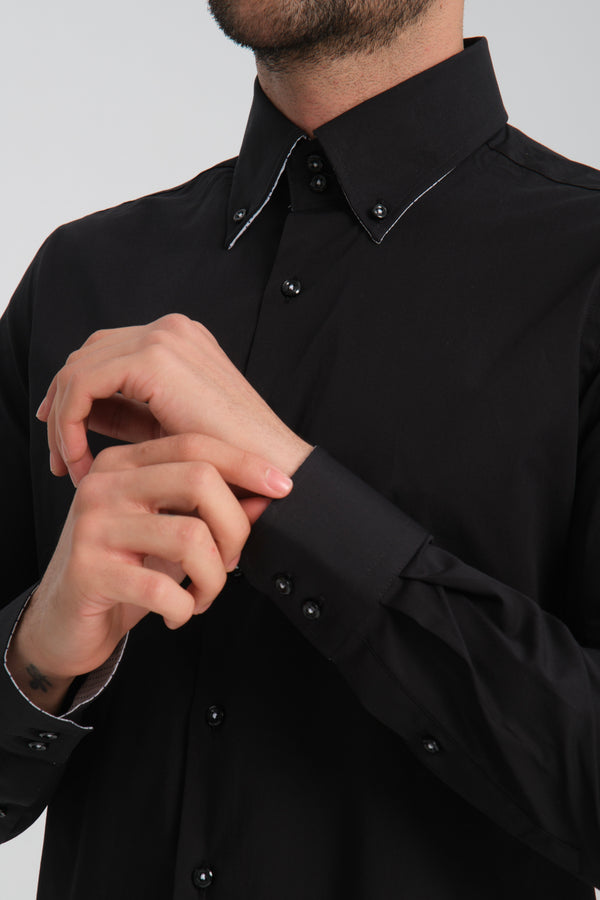 Roma Sport Poplin Stretch Man Shirt Black