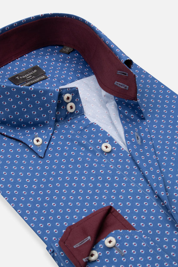 Camisa Hombre Roma Sport Azul Blanco