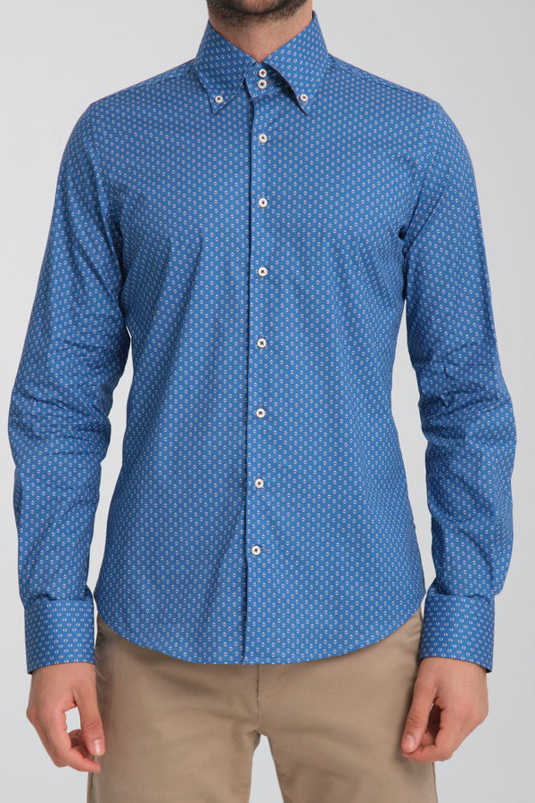 Camisa Hombre Roma Sport Azul Blanco