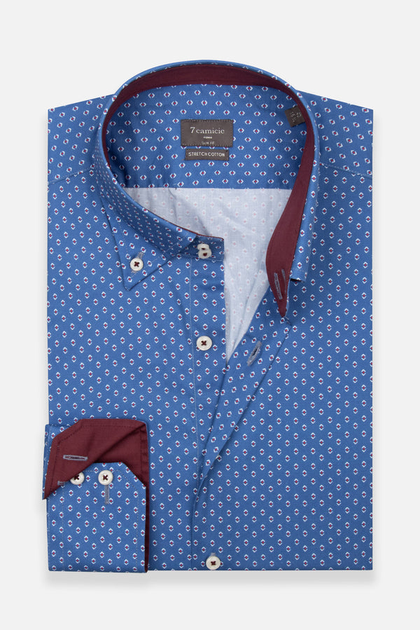 Camisa Hombre Roma Sport Azul Blanco