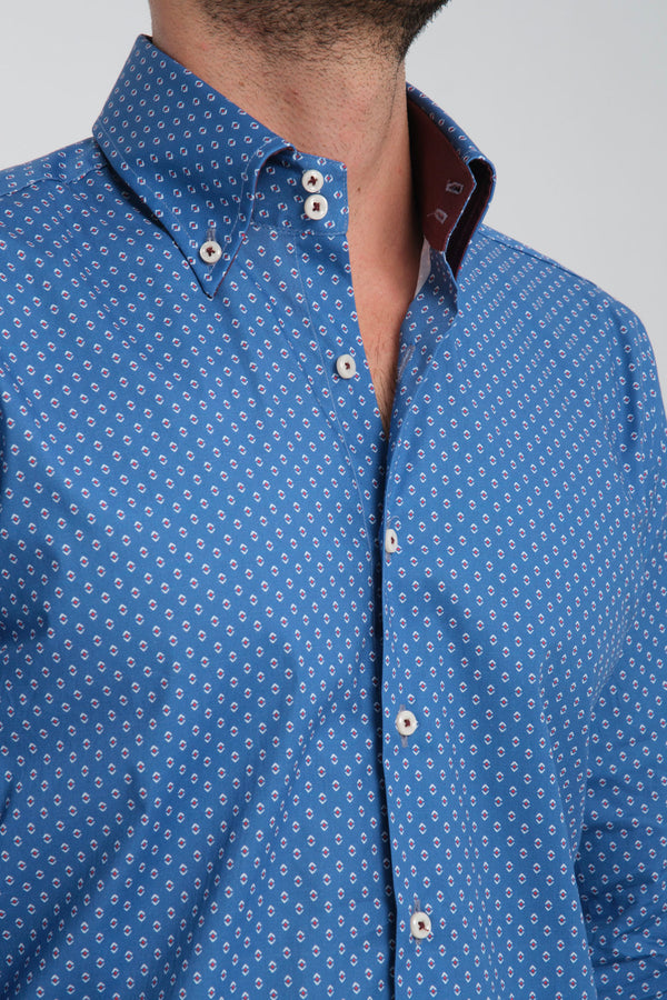 Camisa Hombre Roma Sport Azul Blanco