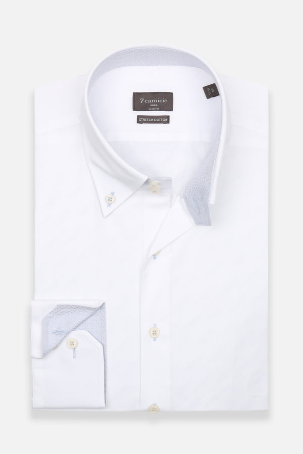 Roma Sport Herren Hemd Poplin Stretch Weiss