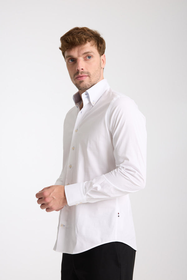 Roma Sport Herren Hemd Poplin Stretch Weiss