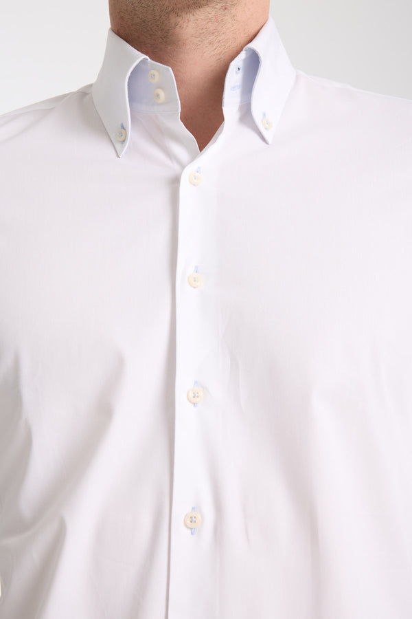 Roma Sport Herren Hemd Poplin Stretch Weiss