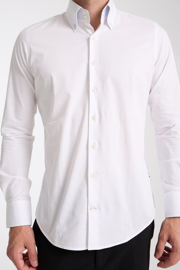 Roma Sport Herren Hemd Poplin Stretch Weiss