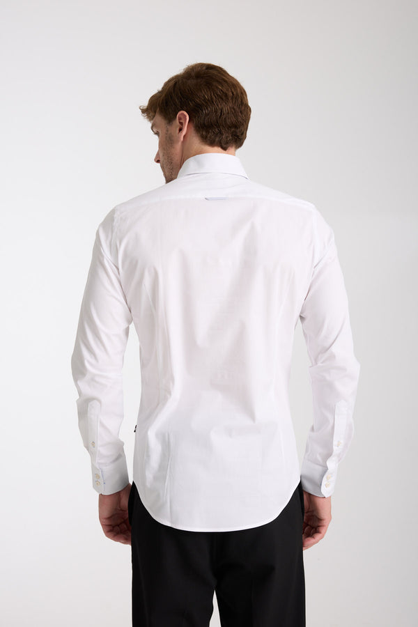 Roma Sport Herren Hemd Poplin Stretch Weiss