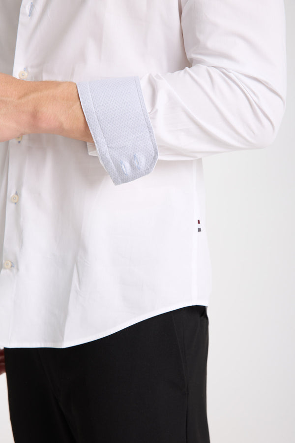 Roma Sport Herren Hemd Poplin Stretch Weiss