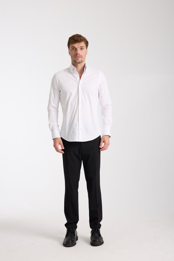 Roma Sport Herren Hemd Poplin Stretch Weiss