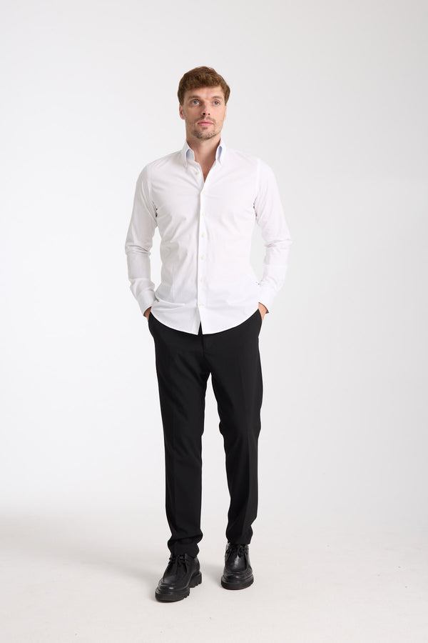 Roma Sport Herren Hemd Poplin Stretch Weiss