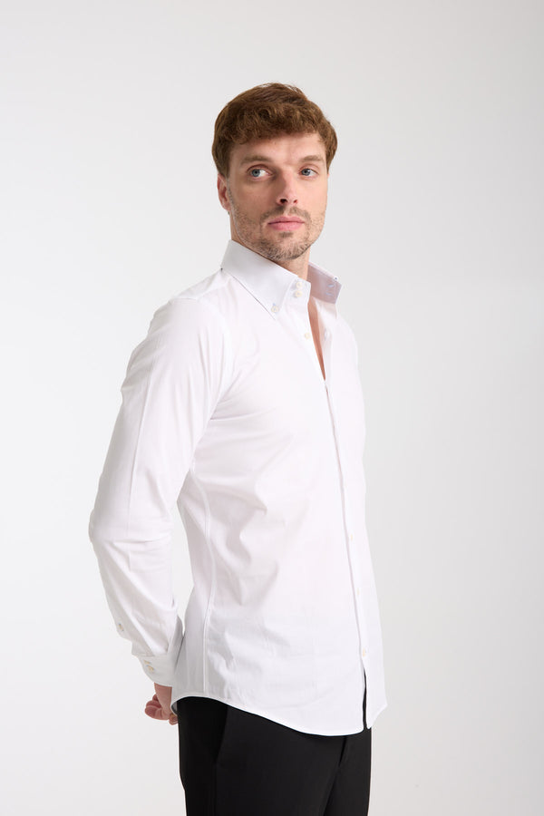 Roma Sport Herren Hemd Poplin Stretch Weiss