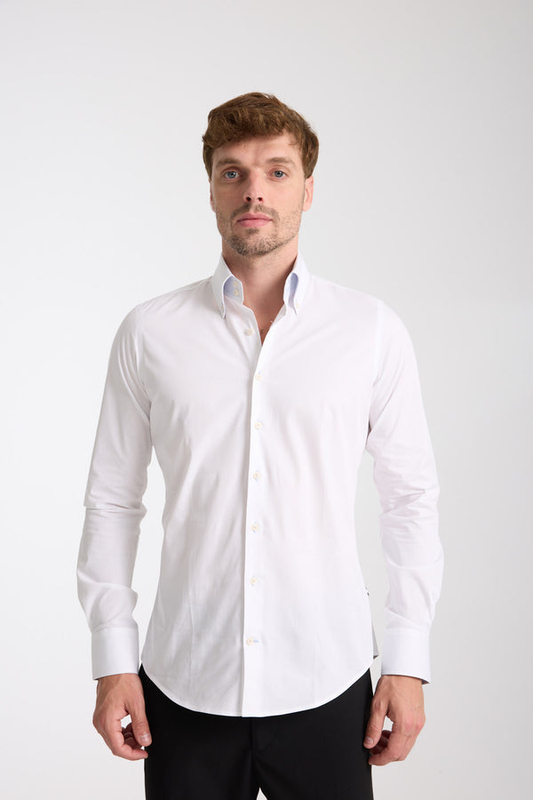 Roma Sport Herren Hemd Poplin Stretch Weiss