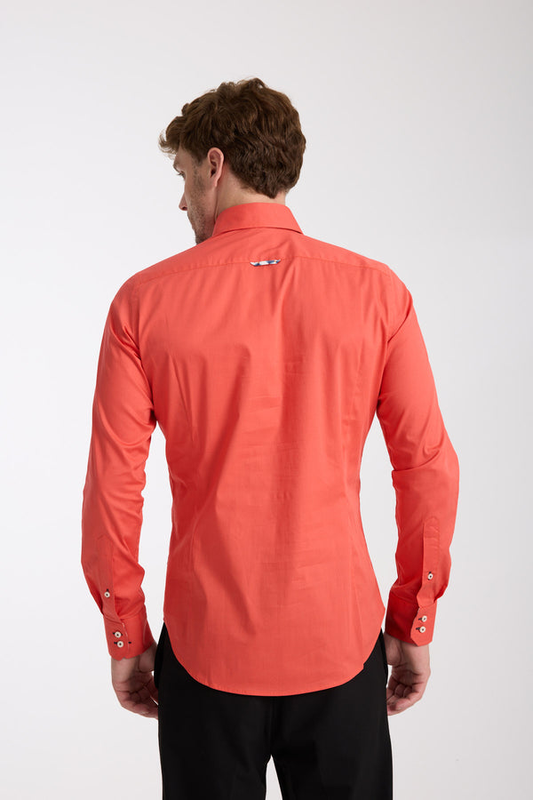 Roma Sport Herren Hemd Poplin Stretch Rot