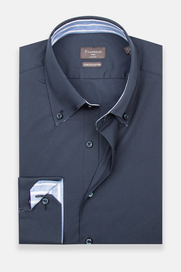 Roma Sport Poplin Stretch Man Shirt Blue