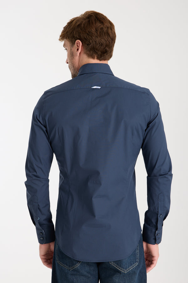 Roma Sport Poplin Stretch Man Shirt Blue