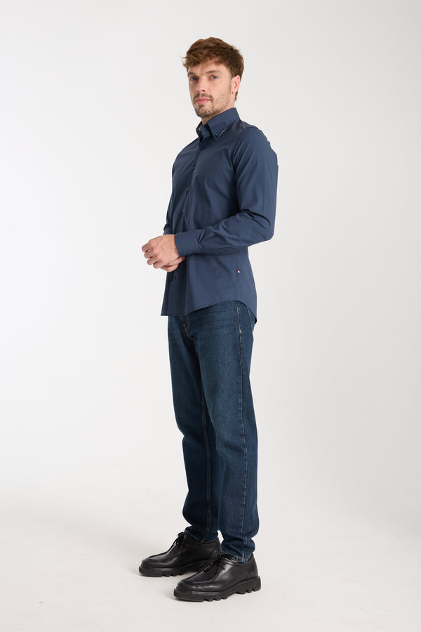 Roma Sport Poplin Stretch Man Shirt Blue