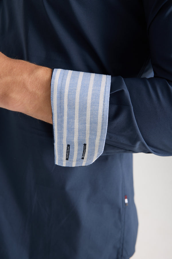 Roma Sport Poplin Stretch Man Shirt Blue