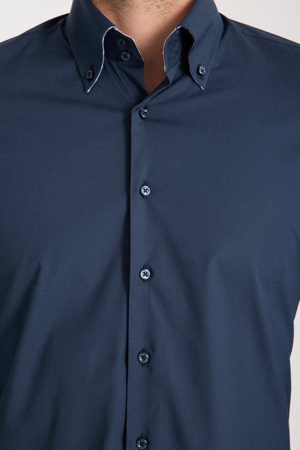 Roma Sport Poplin Stretch Man Shirt Blue