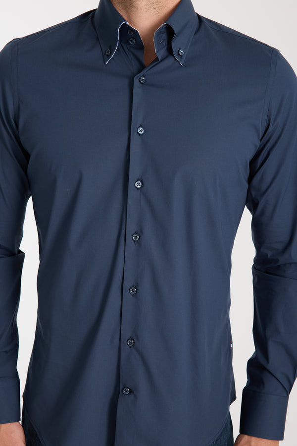 Roma Sport Poplin Stretch Man Shirt Blue