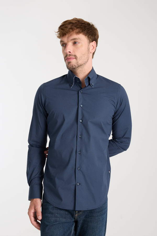 Roma Sport Poplin Stretch Man Shirt Blue