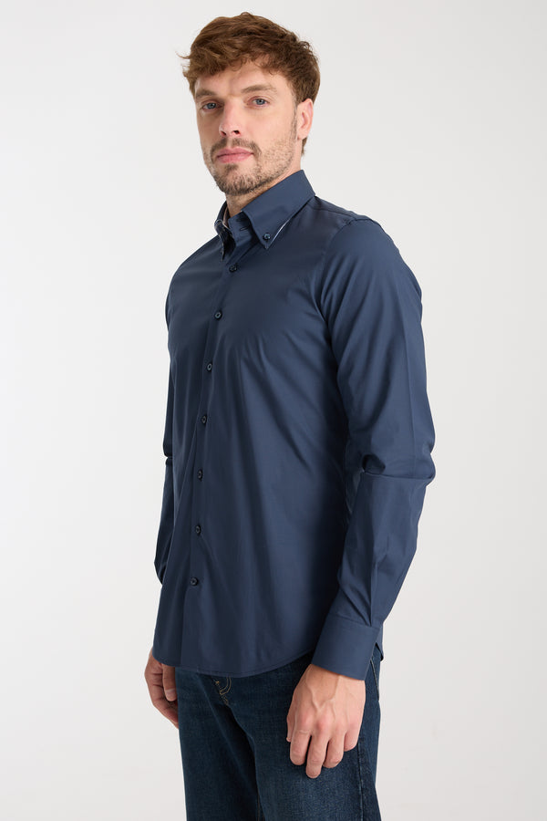 Roma Sport Poplin Stretch Man Shirt Blue
