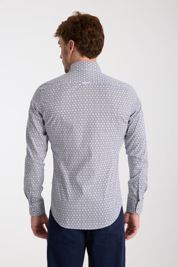 Camisa Hombre Roma Sport Popelin Stretch Blanco Azul