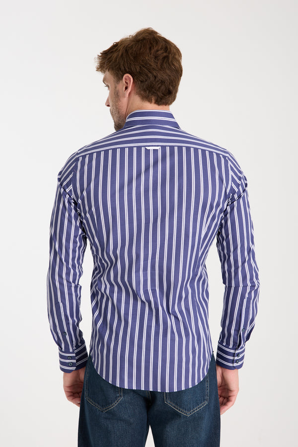 Roma Sport Poplin Stretch Man Shirt Blue White