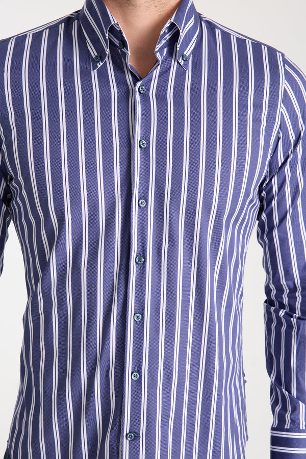 Roma Sport Poplin Stretch Man Shirt Blue White
