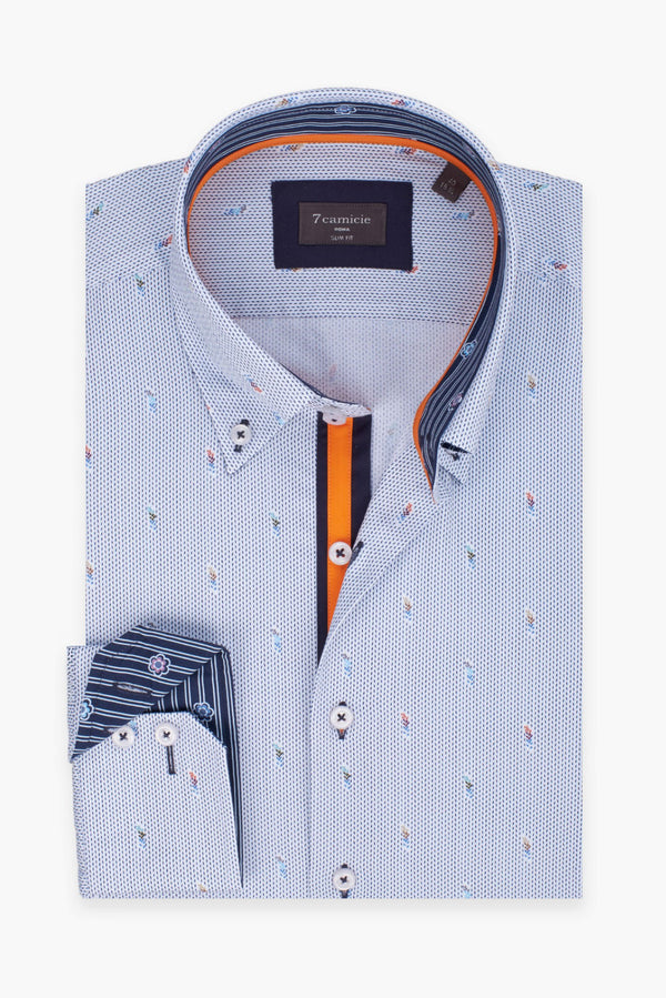 Camicia Uomo Roma Iconic Armaturato Bianco Blu
