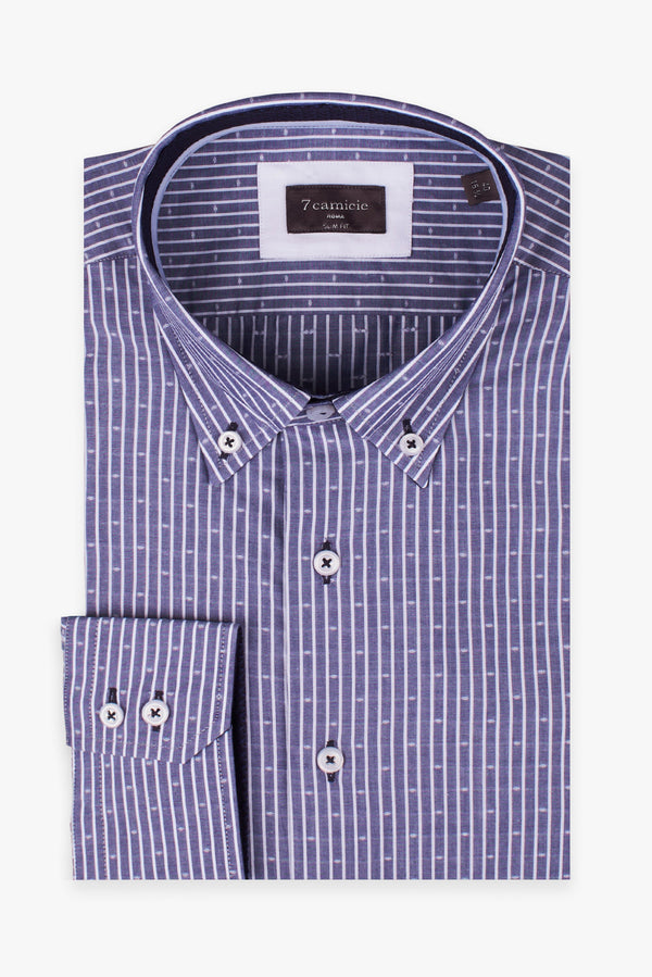 Chemise Homme Roma Iconic Jacquard Bleu Blanc