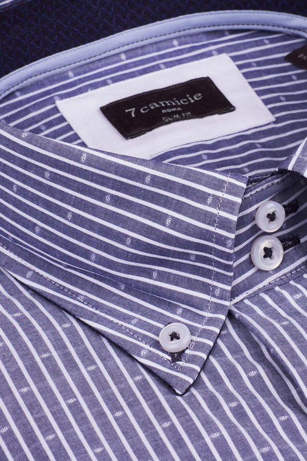 Chemise Homme Roma Iconic Jacquard Bleu Blanc