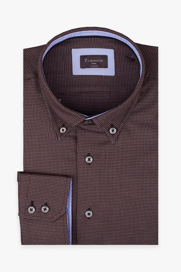 Roma Iconic Herren Hemd Jacquard Braun Hellblau