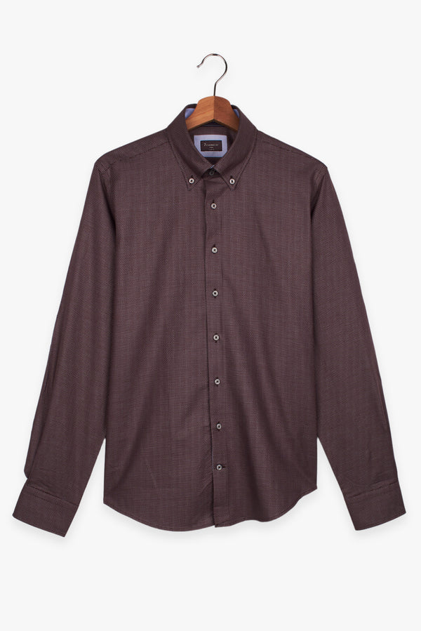 Camisa Hombre Roma Iconic Jacquard Marron Azul Claro