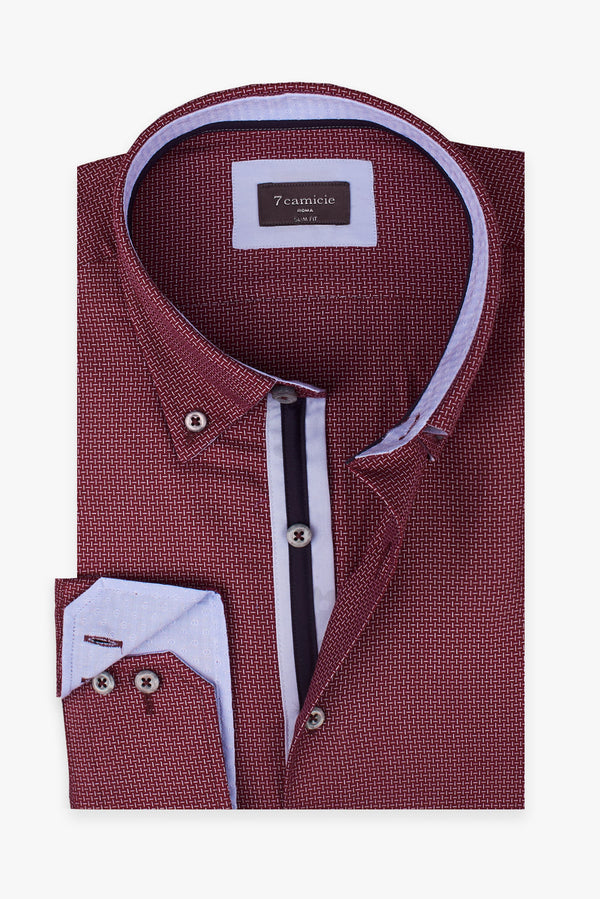 Camisa Hombre Roma Iconic Jacquard Rojo Azul Claro
